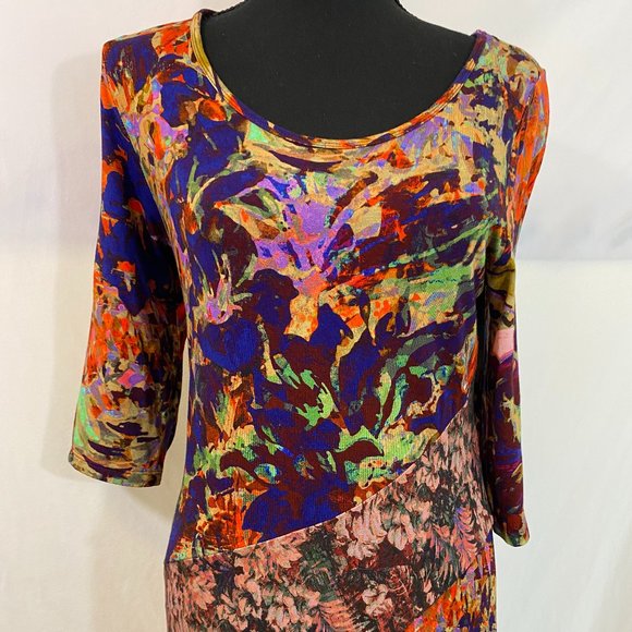 SOLD Soft Surroundings Beautiful Estelle 3/4 Sleeve Graphic Print Maxi Dress - Picture 4 of 12